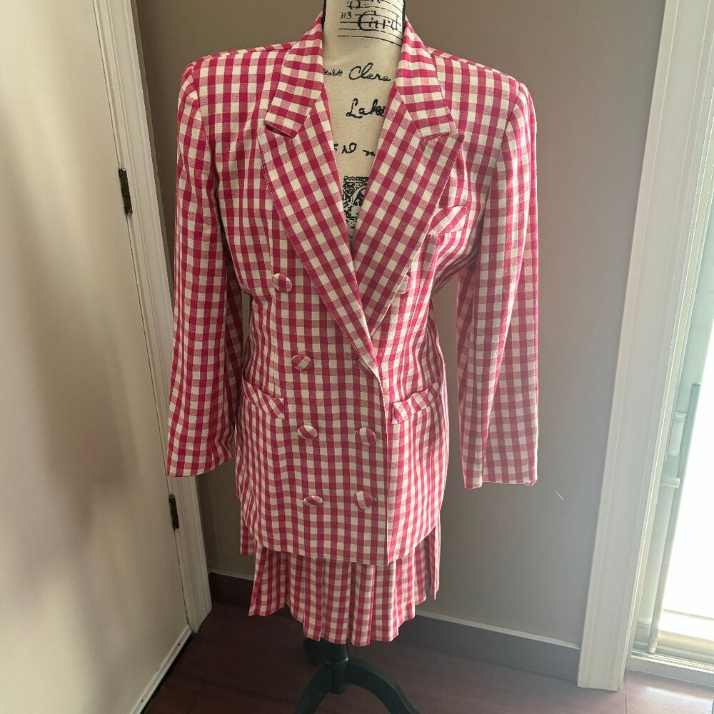 Rare vintage David N plaid skirt suit